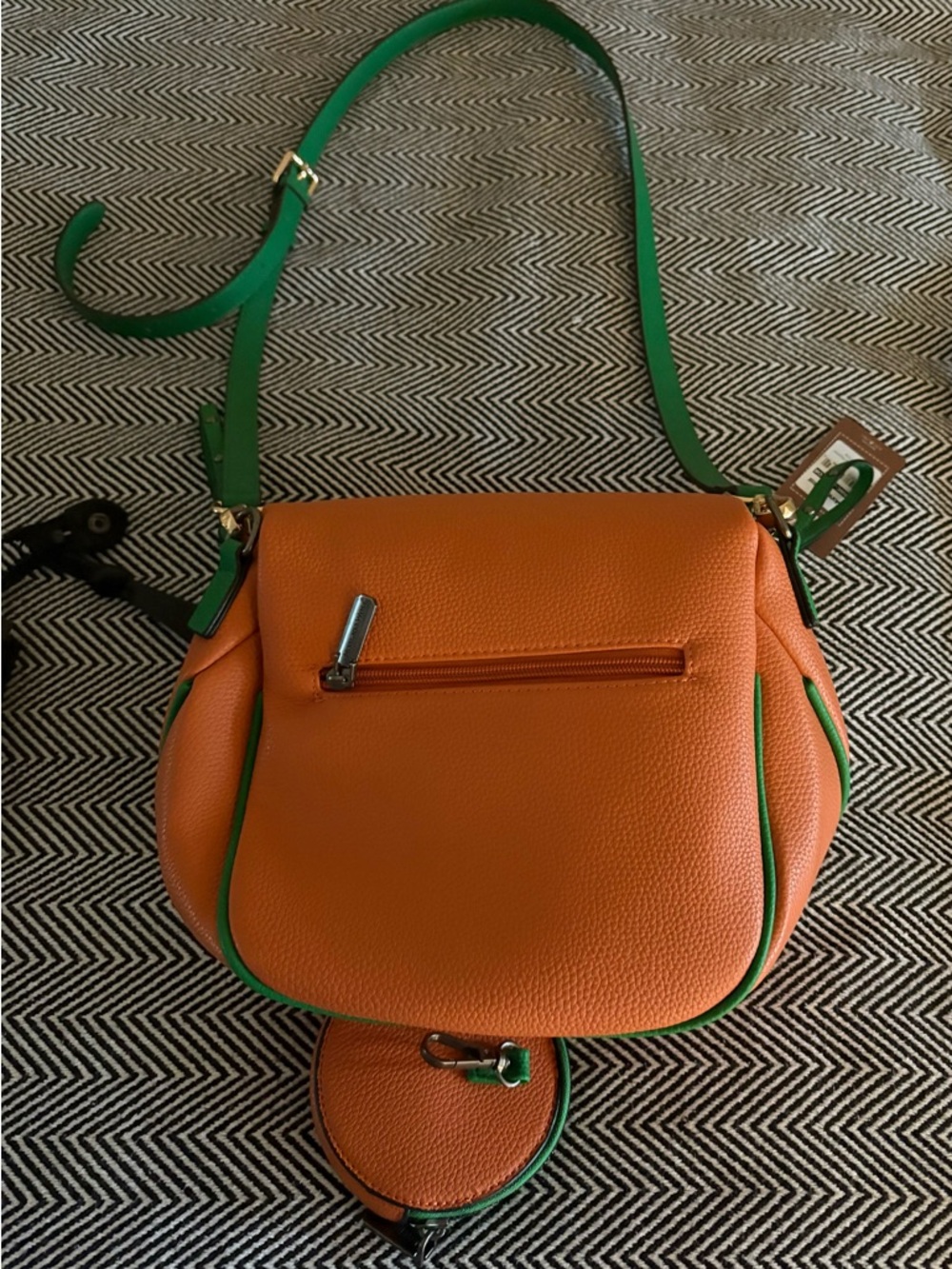 Montana West Orange Crossbody with Green Trim